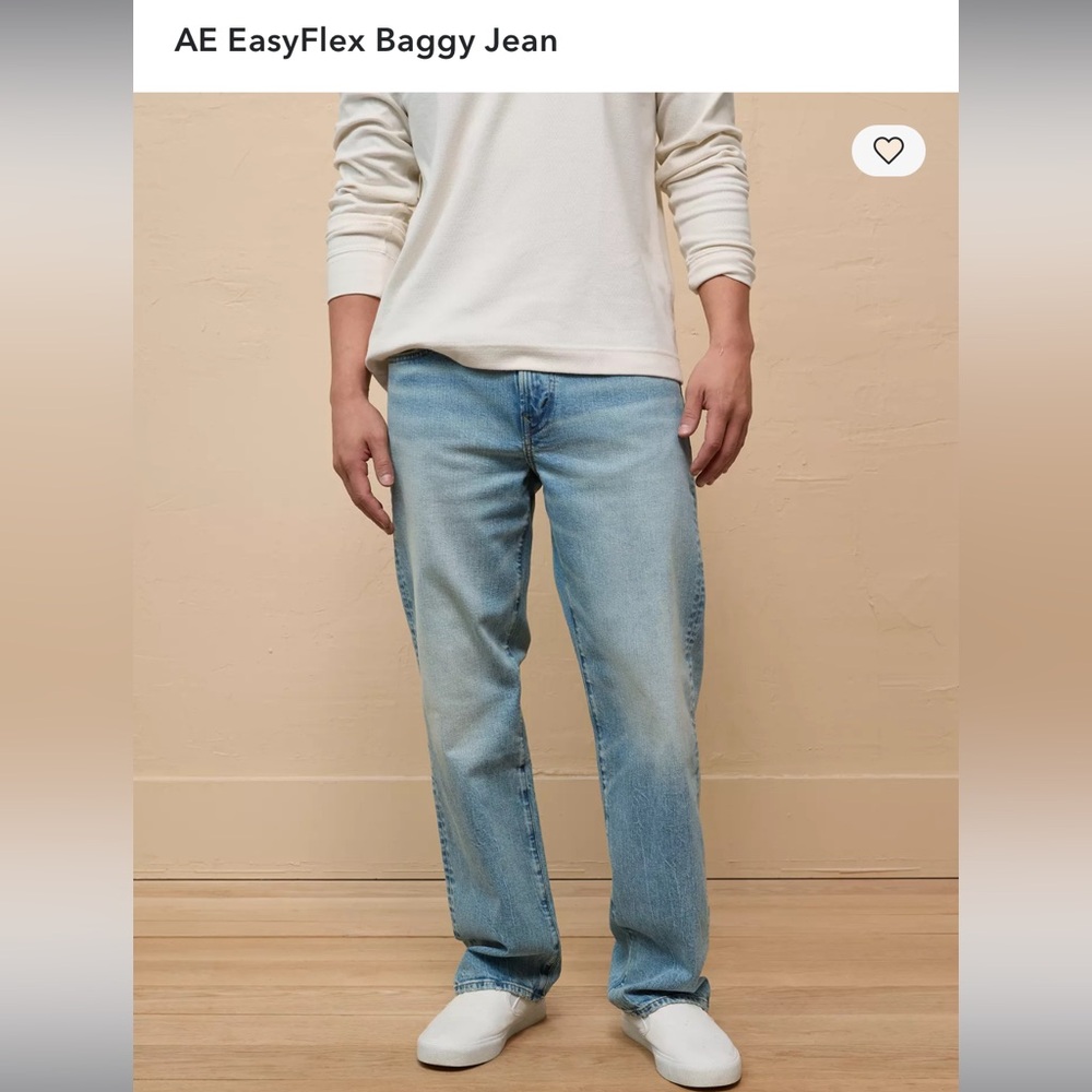 American Eagle Outfitters AE EasyFlex Baggy Jean - Light Bright Indigo - 36x32